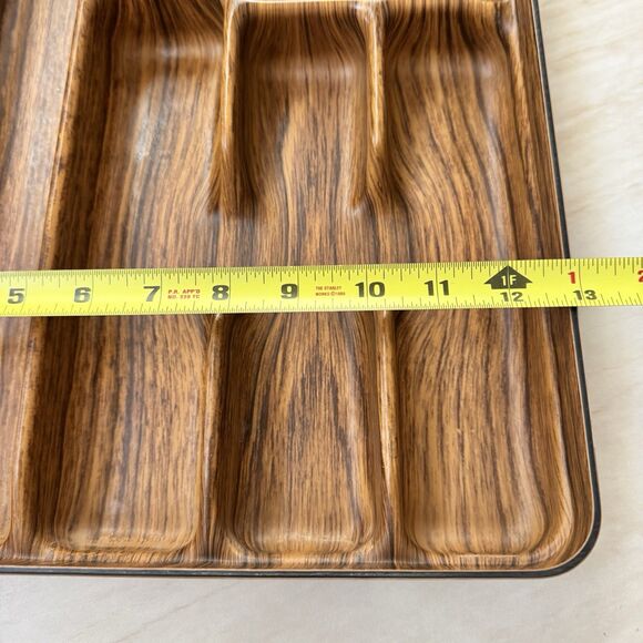 Vintage ROBEX Woodgrain Flatware Tray Utensils Organizer MCM Faux Wood Plastic - Picture 8 of 10